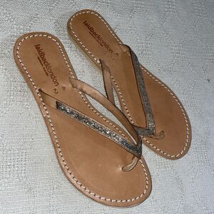 Laidback London Women’s Casual Thongs Size 42 U.S. 11 M Brown Leather Beach